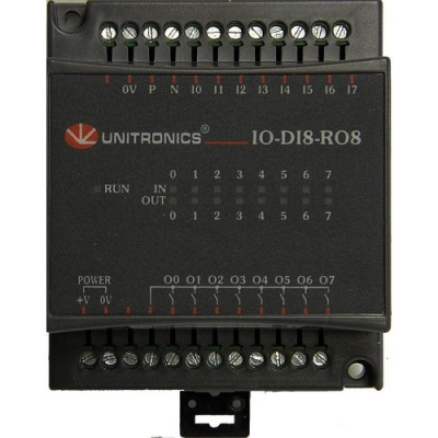 IO-DI8-RO4L Комбинированный модуль дискретного ввода/вывода 8 DI / 4 RO, 12VDC Unitronics